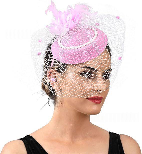 Retro Tulle Hat With Flowers For The Stage