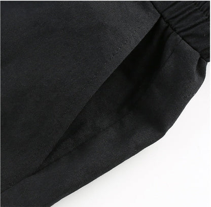White Stripe Cargo Pants Women Trousers Pockets Patchwork Contrast Color High Waist Pants Hip Hop Capris