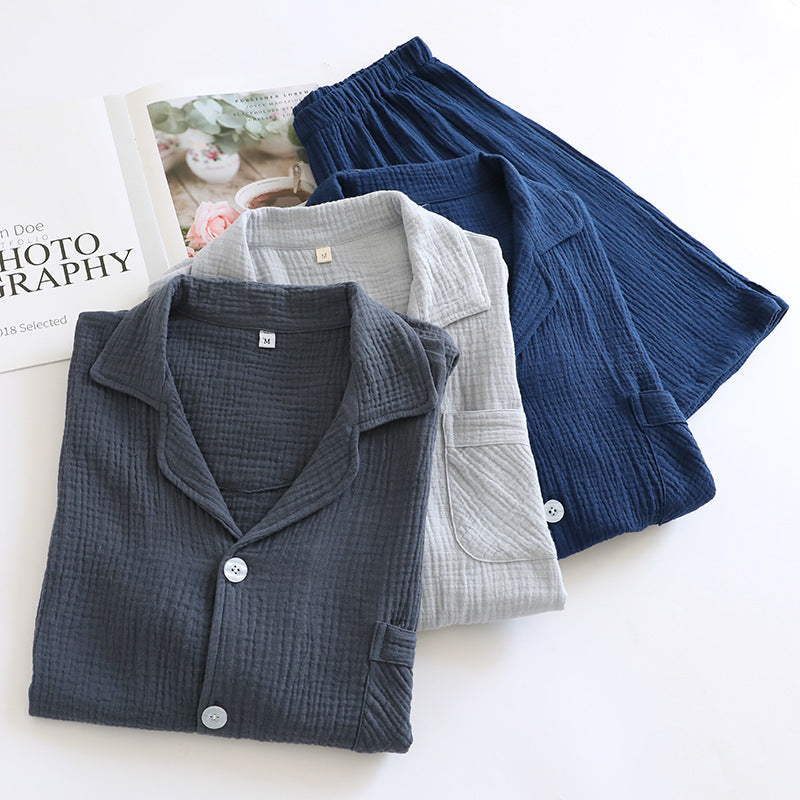 MUJI-style Japanese-heritage Crepe Short-sleeve Pajama Set With Shorts