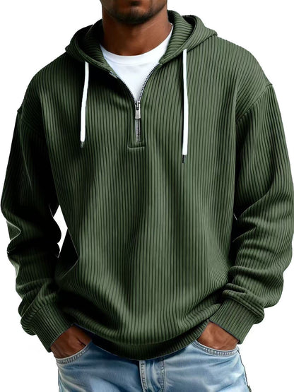 Mens Long-Sleeve Hooded Jacket Loose-Fit Casual Sweatshirt