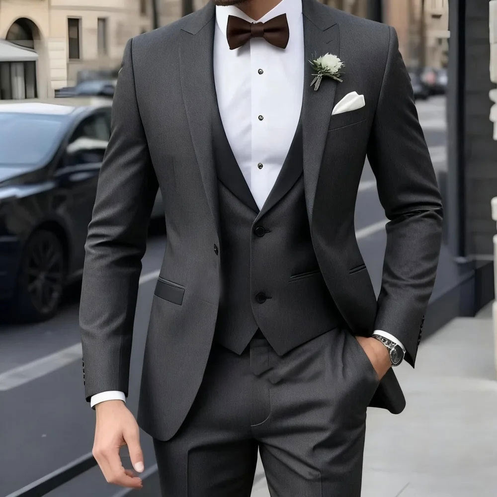 Mens Business Formal Wear Three-Piece Suit