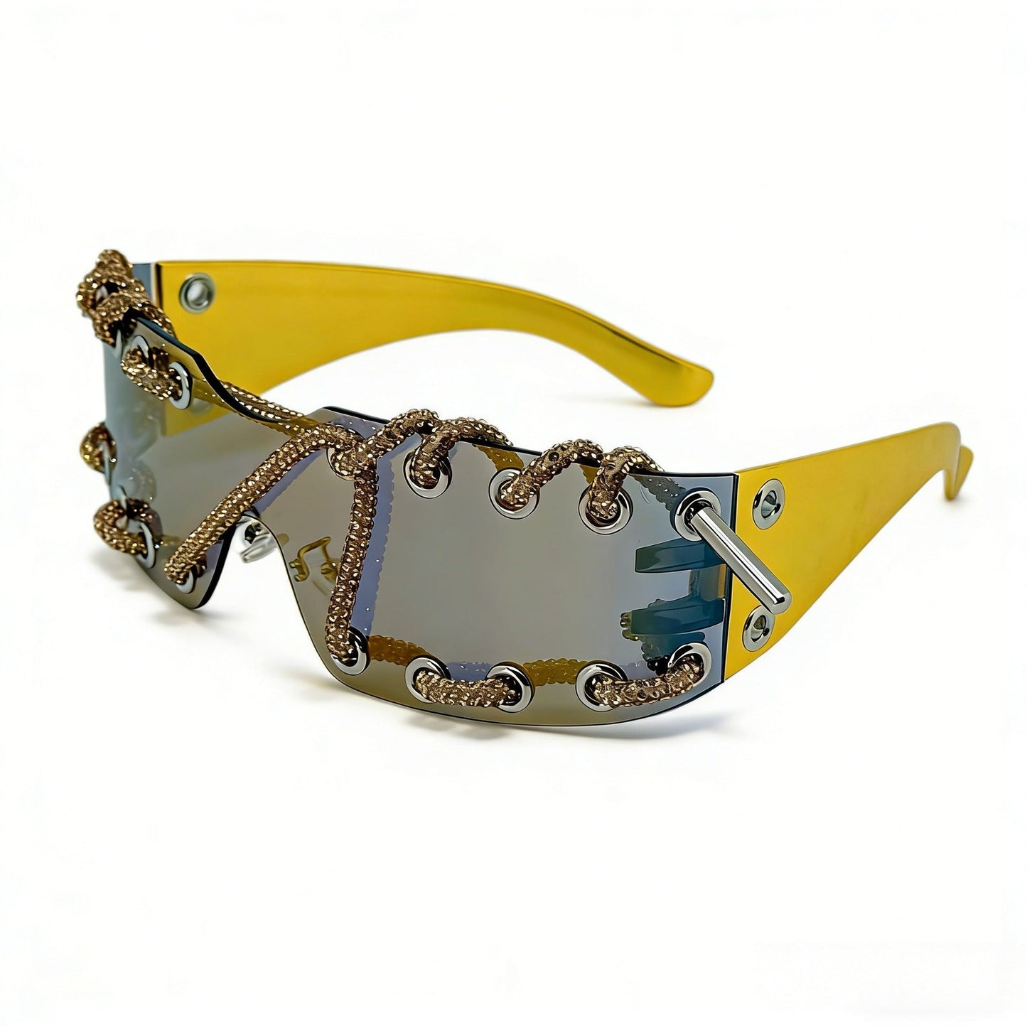 Sunglasses With Metal Ring Rivets Retro-futuristic Party Shades
