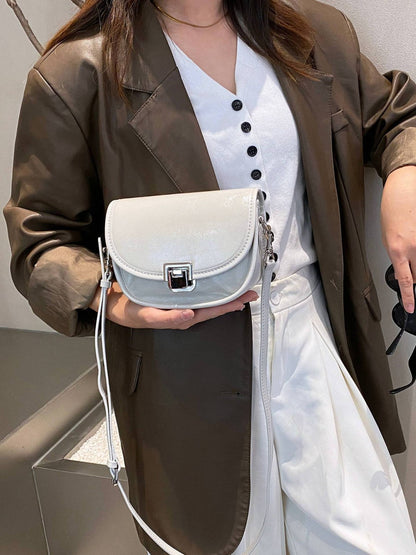 Genuine Leather Women's Bag, Light Luxury New Style, High-end Feel Saddle Bag, Genuine Leather Shoulder Bag, Oil-wax Leather Crossbody Half-moon Bag