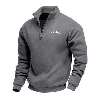 Mid-length Loose-fit Zip-up Casual Hoodie With A Stand-up Collar And Hood
