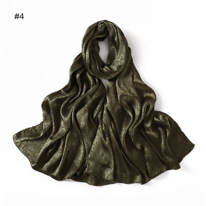 Womens Satin Patterned Jacquard Headscarf