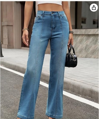 Womens Fashionable Casual Loose-Fit Denim Jeans