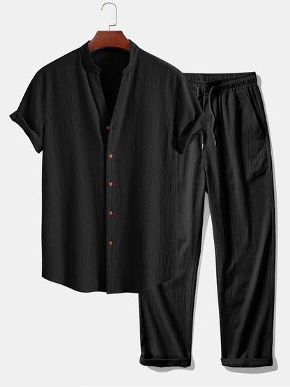 Loose Short Sleeve Shirt Trousers Suit Men