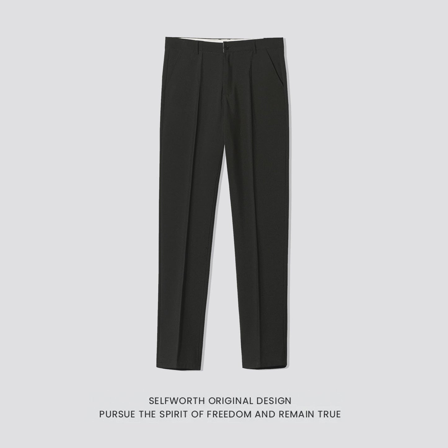 Mens Straight-leg Casual Pants Slim-fit Mature Style