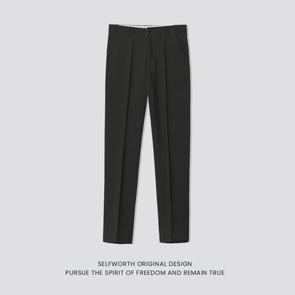Mens Straight-leg Casual Pants Slim-fit Mature Style
