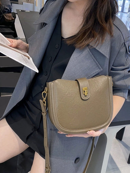 Minimalist Fashion Light Luxury Saddle Bag Genuine Leather Handbag Versatile Handheld Cowhide Shoulder Crossbody Bag Underarm Bag