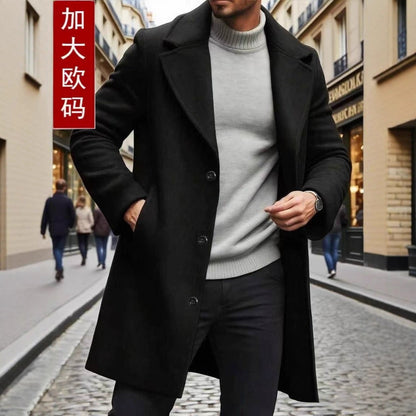 Trench Coat Notched Lapel Slim-fit Overcoat Elegant And Sophisticated Solid-color Trench