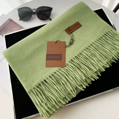 Womens Thickened Fashionable Solid-Color Tassel Scarf