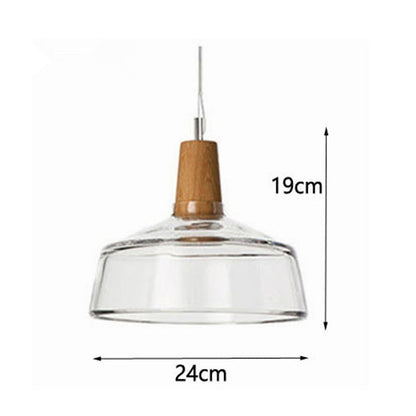 Modern Led Glass Pendant Light Fixture With Wood Vintage Rustic Hanging Lamp For Cafe Bar Restaurant Home Deco Loft Lighting
