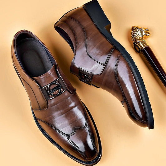 Men's Embroidered Leather Slip-ons