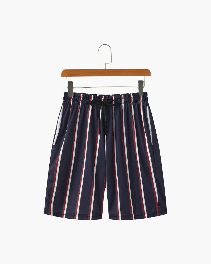 Casual Mens Wide-leg Printed Pinhole Shorts
