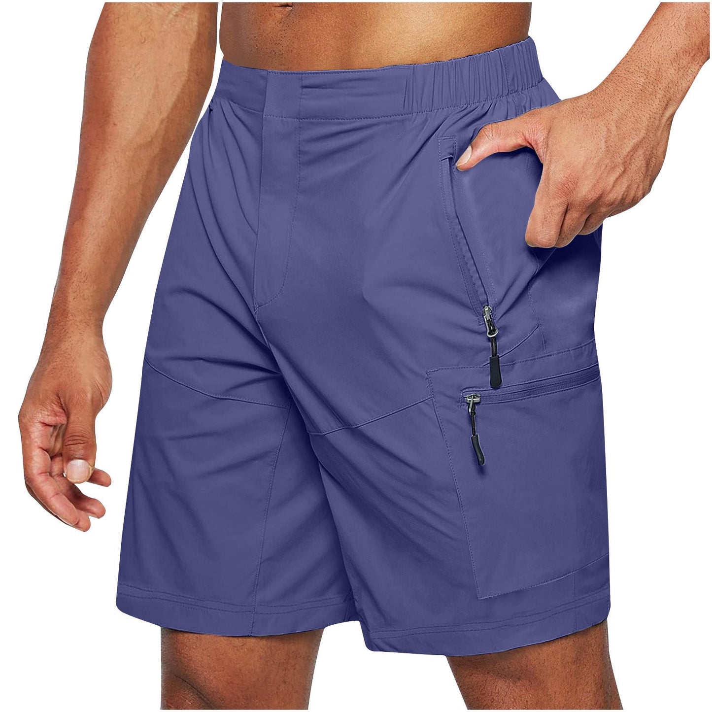 Men's Cargo Shorts  Large Size New Zipper Shorts Multi-flap Pocket Pants Mobile Phone Men's Shorts Quick-drying Fabric