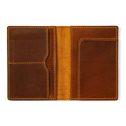 First-layer Cowhide Vintage Handmade Passport Holder Document Organizer Protective Case