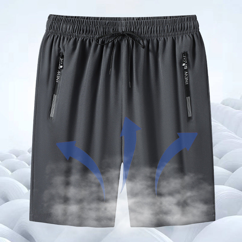 Men's Shorts Summer New Cross-border Ice-cool Four-sided Elastic Outer Wear Pants Casual Sports Pants Ice Silk Beach Pants