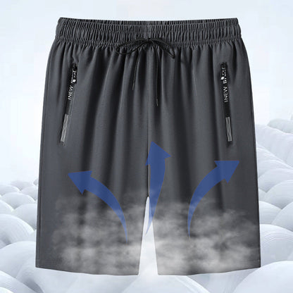 Men's Shorts Summer New Cross-border Ice-cool Four-sided Elastic Outer Wear Pants Casual Sports Pants Ice Silk Beach Pants