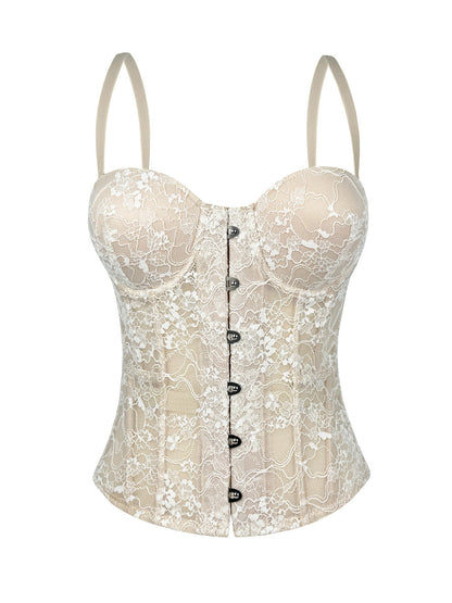 New Cross-Border Lace Embroidered Fishbone Corset Slimming Camisole Pure Desire Tube Top Outfit Fishbone Top