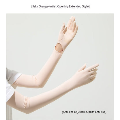 Nylon Ice Silk Long Sun Protection Gloves