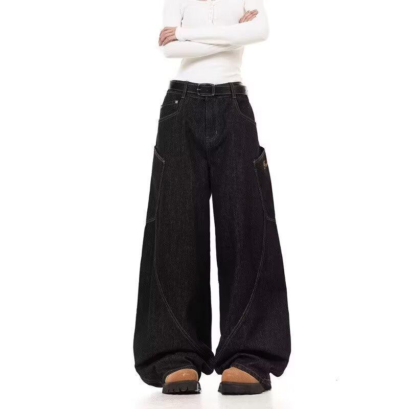 Womens Straight-Leg Loose Washed Distressed Jeans