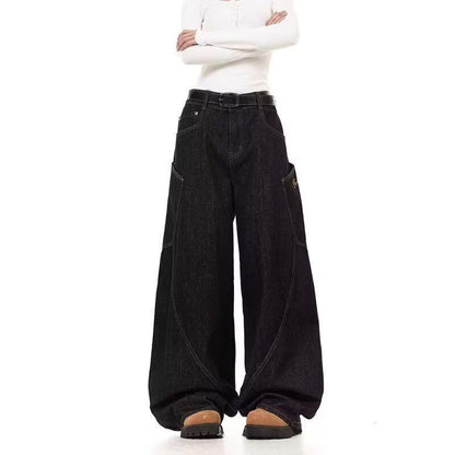 Womens Straight-Leg Loose Washed Distressed Jeans