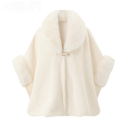 Solid-color Large Fur-collar Shawl
