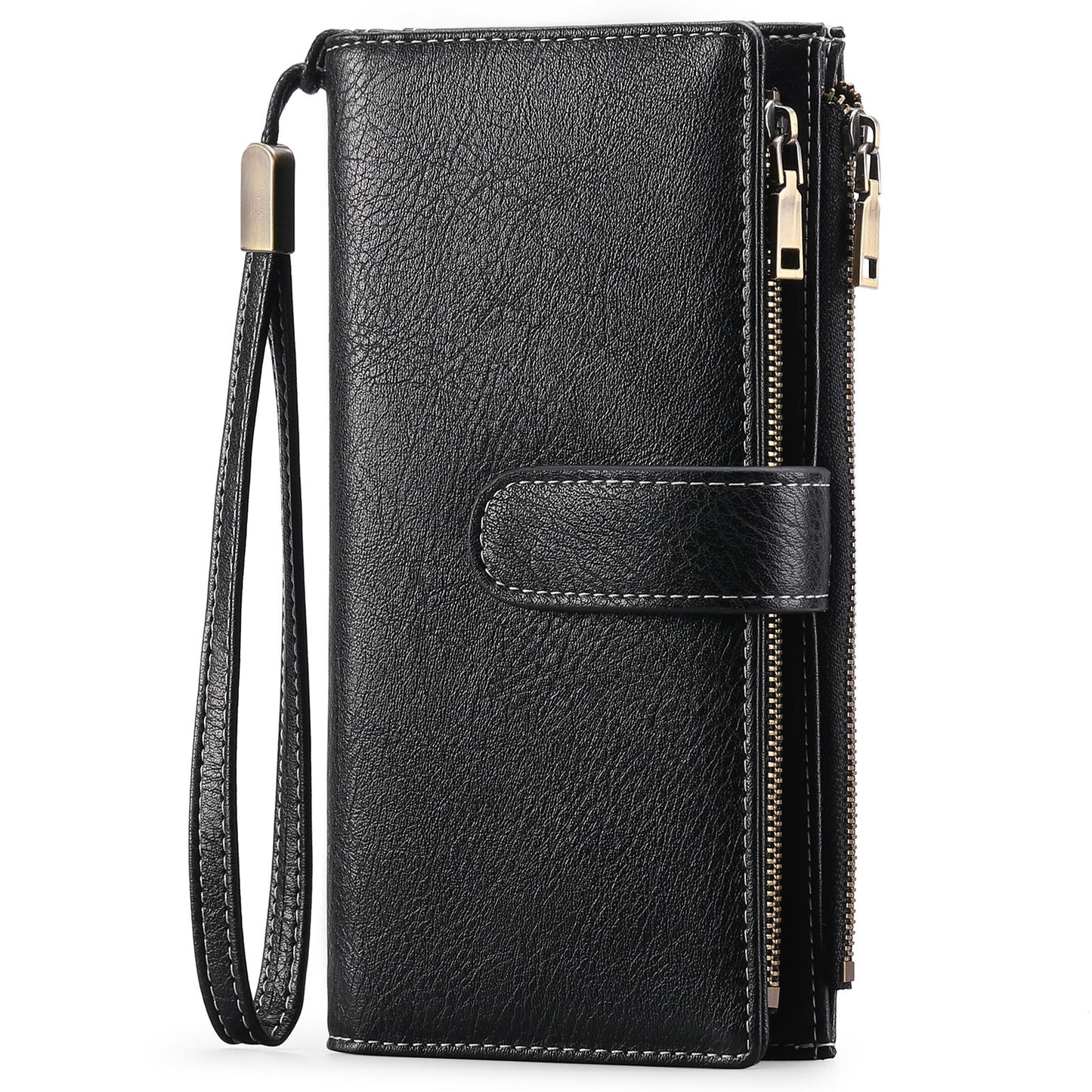 Womens Long Wallet Multi-functional Vintage Tri-fold Purse