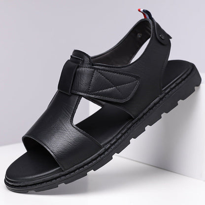 Mens Casual Breathable Leather Sandals With Soft Soles