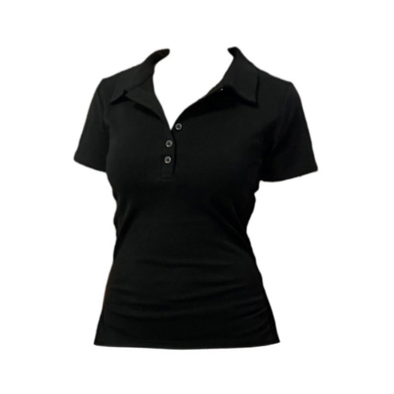 Womens Slim-fit Figure-flattering Versatile Short-sleeve Top