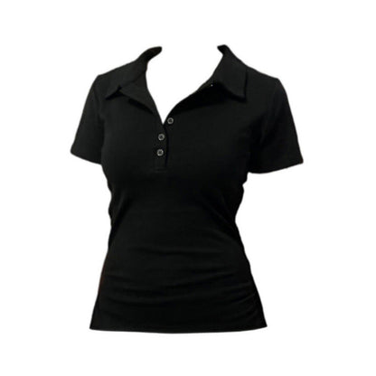 Womens Slim-fit Figure-flattering Versatile Short-sleeve Top