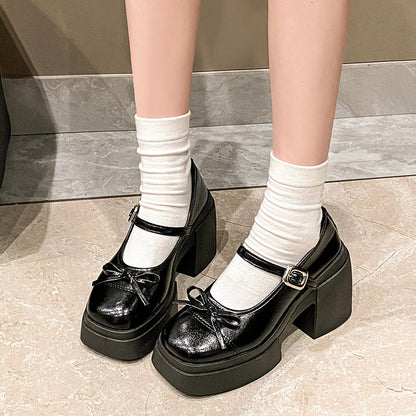 Women Vintage Bow Mary Jane Platform Pumps Matching Daily