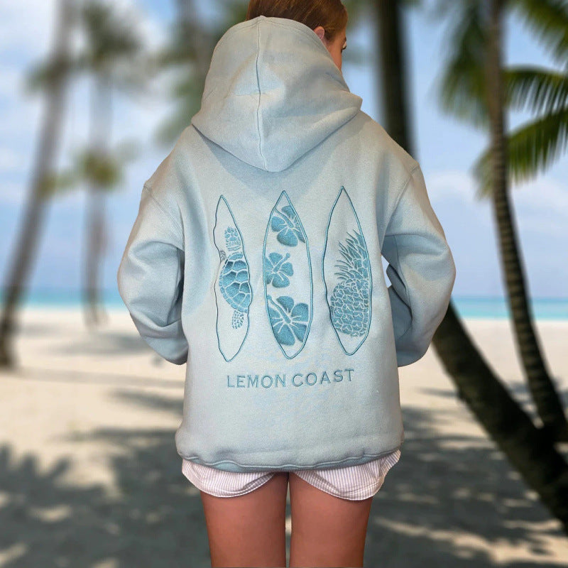 Womens Letter-Print Drop-Shoulder Sweatshirt