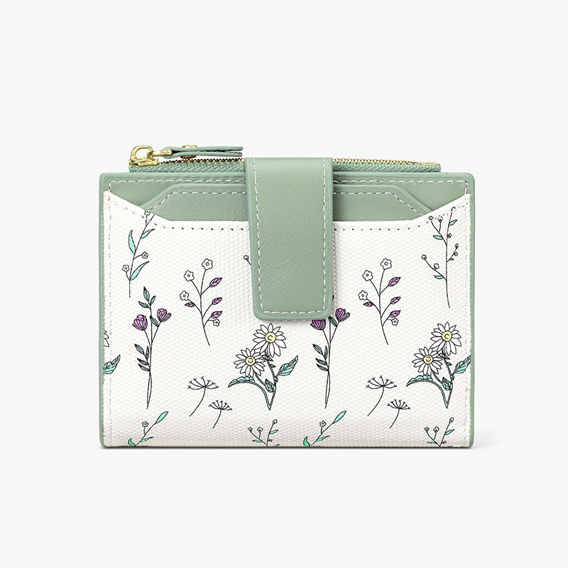 Womens Multifunctional Floral Short Wallet