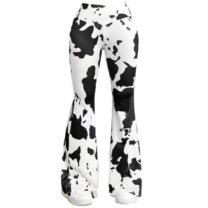 Leopard-print Hip-lifting Tight Leggings Straight-leg Bootcut Pants