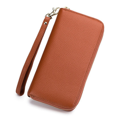 Tassel Top-grain Leather Zippered Womens Wallet