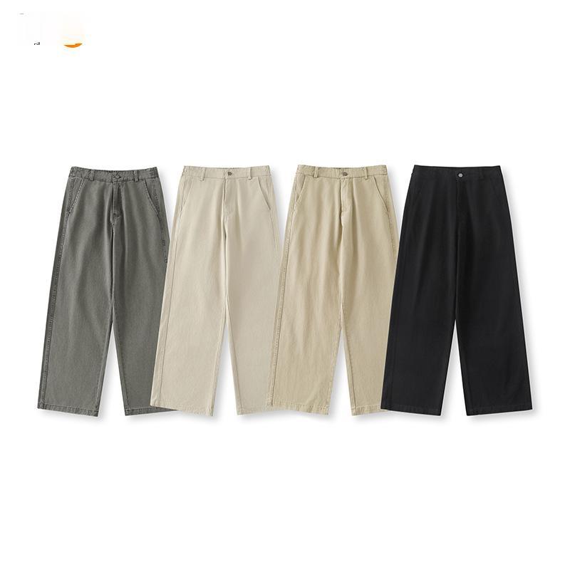 Versatile Mens Casual Pants Loose-fitting Straight-leg Wide-leg Style