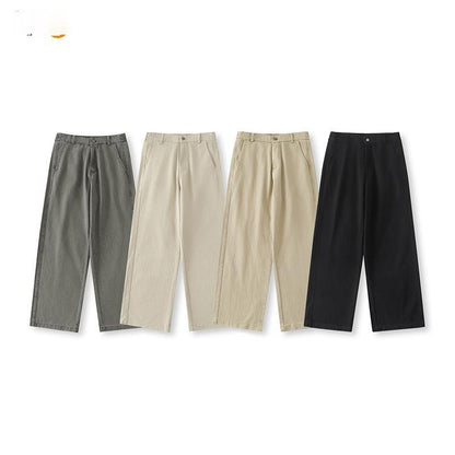 Versatile Mens Casual Pants Loose-fitting Straight-leg Wide-leg Style