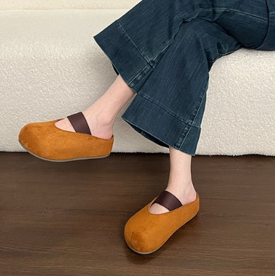 Height-boosting Platform Slipon Closed Toe Ballet Mules For Petite Women, 2026 Spring Autumn New Casual Style Slides