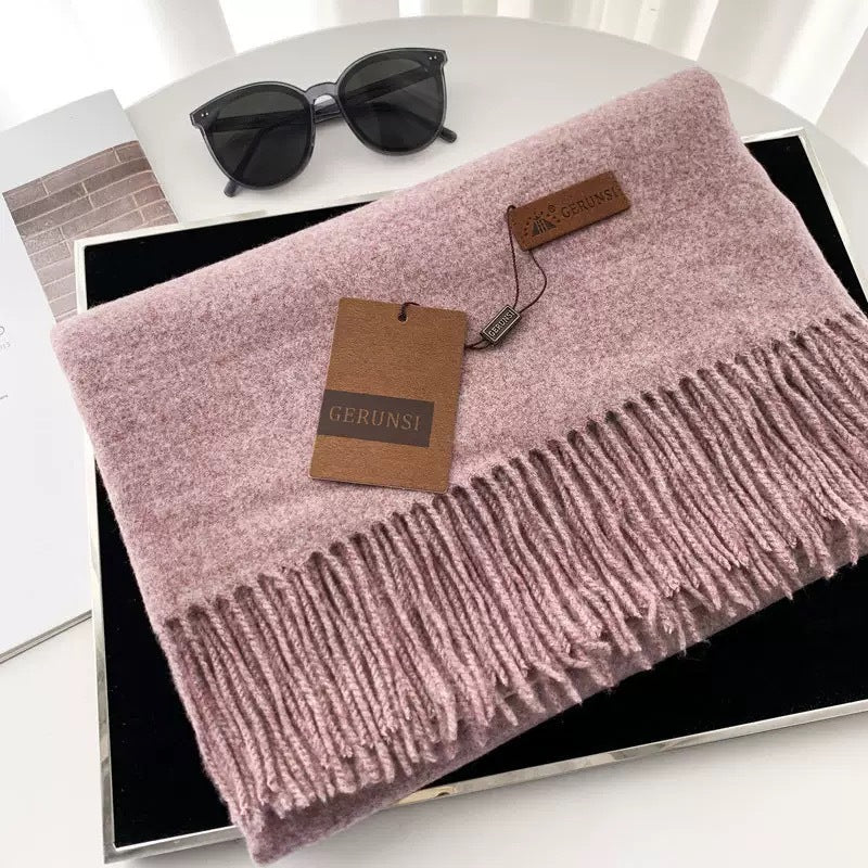 Womens Thickened Fashionable Solid-Color Tassel Scarf