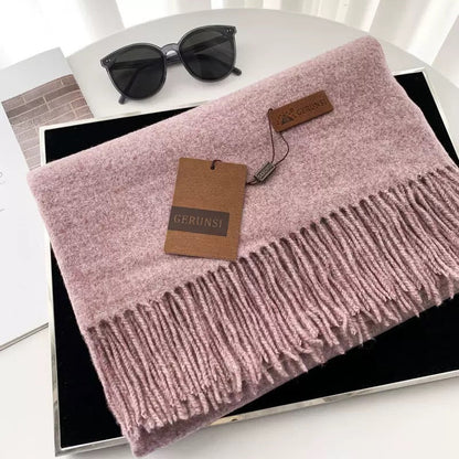 Womens Thickened Fashionable Solid-Color Tassel Scarf