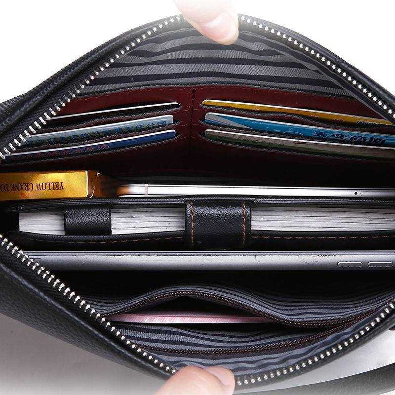 Mens Stylish Soft-leather Casual Large-capacity Clutch Bag