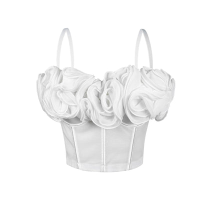 New Three-Dimensional Flower Fishbone Bra Pure Desire Tube Top Mesh Breathable Inner Fishbone Top Sexy Suspender Belt