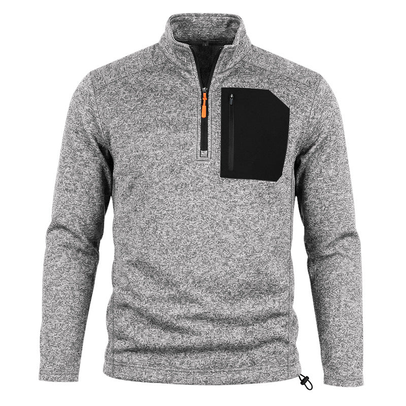 Fleece-lined Half-zip Casual Thermal Hoodie