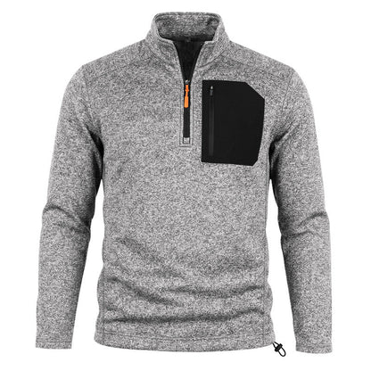 Fleece-lined Half-zip Casual Thermal Hoodie