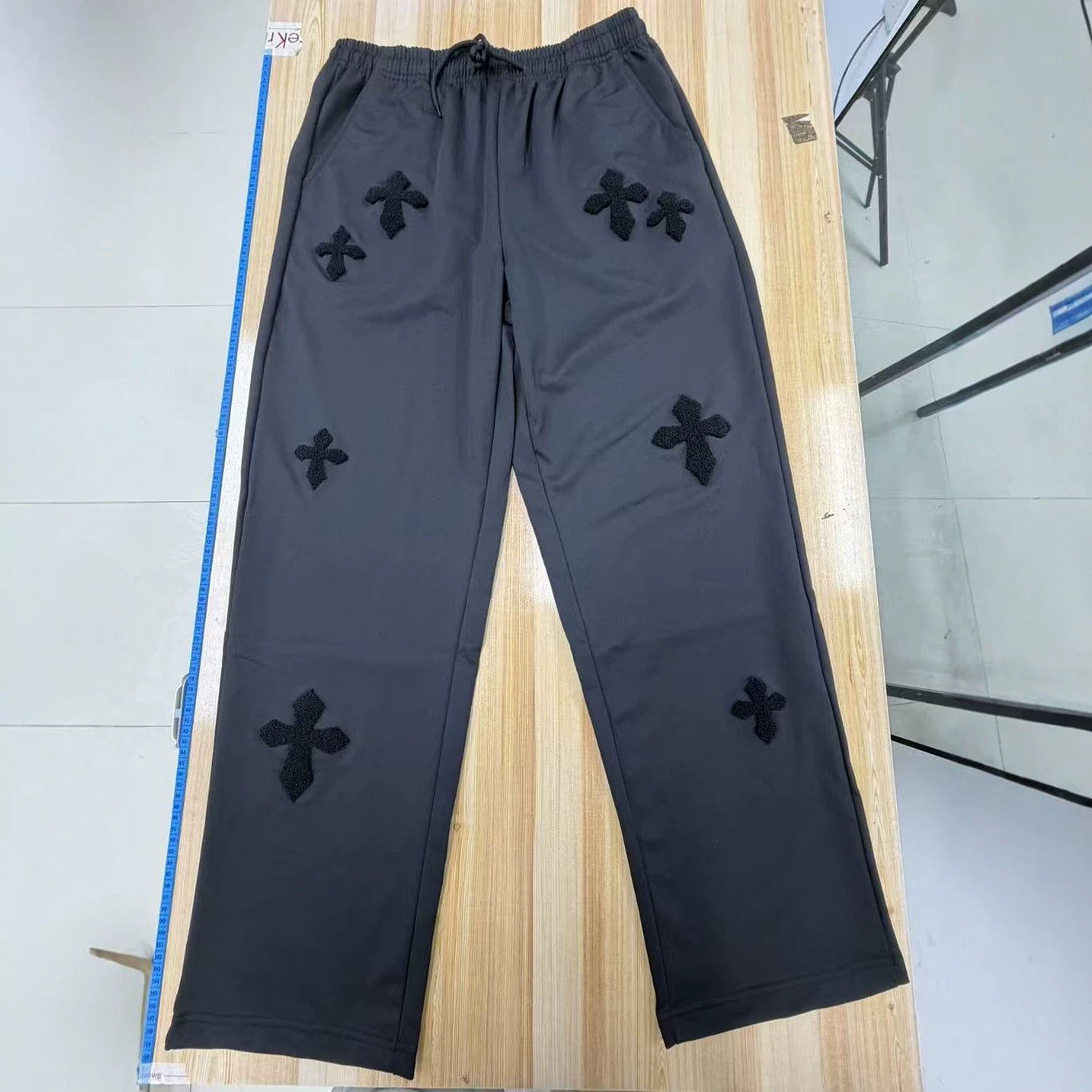 Embroidered Cross-Design Thickened Sweatpants For Men