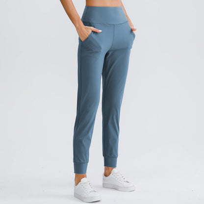 Women Solid Color Elastic Jogger Pants Loose Slim Fit Yoga Sweatpants With Pockets Running Workout Casual Athletic Trousers