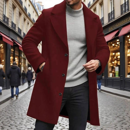 Trench Coat Notched Lapel Slim-fit Overcoat Elegant And Sophisticated Solid-color Trench