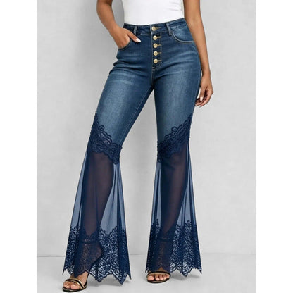 High-waisted Denim Flared Jeans With A Multi-tiered Asymmetrical Hem